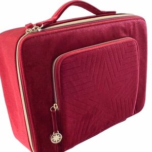 Estee Lauder Red Velvet Makeup Train Cosmetics Case Handled New